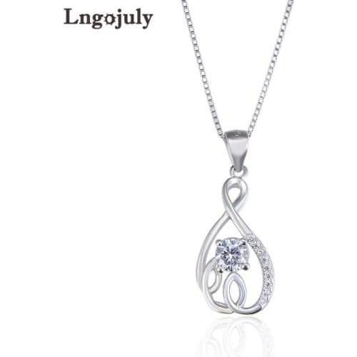 Brand new Genuine 925 Sterling Silver Pendant Necklaces For Women Bride Romantic Wedding anniversary Silver 925 Jewelry Gifts