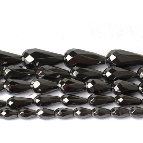 5x8/6x12/8x12/8x16/10x12mm Natural Faceted Black Hematite Teardrop Waterdrop Beads for Jewellery Making Bracelet Necklace15