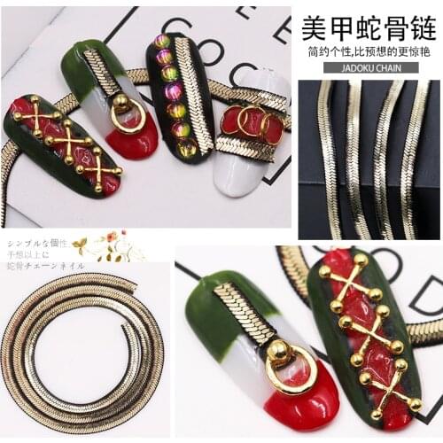 1m Japan Korea New Style 3D Nail Art Decoration Jadoku Chain Metal Nail Accessory Fashion DIY Nail Tool For Manicure