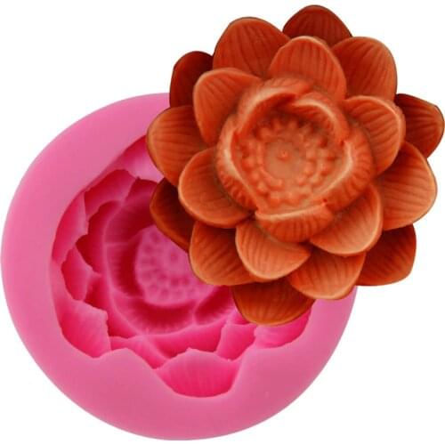 DIY Big Lotus Flower Cake Moulds Silicone Candle Mold Fondant Cupcake Soap Candy Chocolate Decoration Baking Tool FQ3403