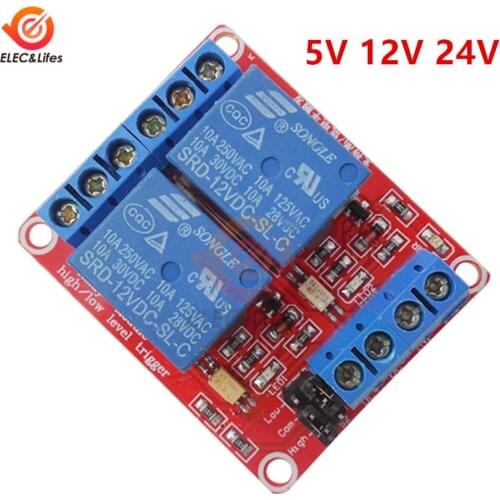 Dual Channel 5V 12V 24V Relay Module Board Shield With Optocoupler Support High and Low Level Trigger Relay For Arduino