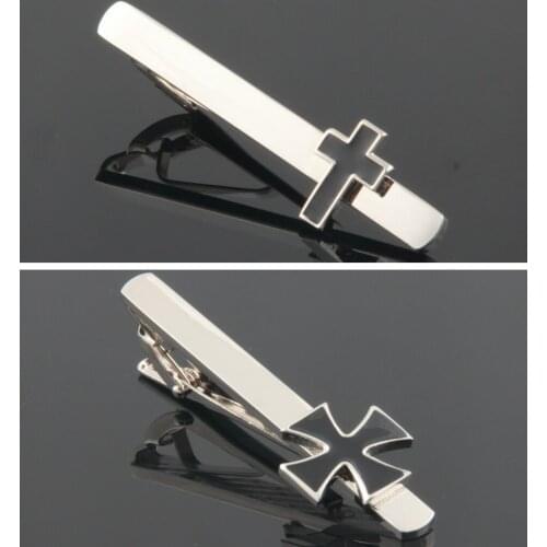 10pcs/lot Classic Copper Enamel Cross Tie Clip Suit Tie Pin Bars Business Style Mens Jewelry Accessory Wholesale