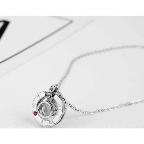 Round Shaped Rose Gold 100 languages I love you Projection Pendant Necklace Romantic Love Memory Wedding Jewelery-30