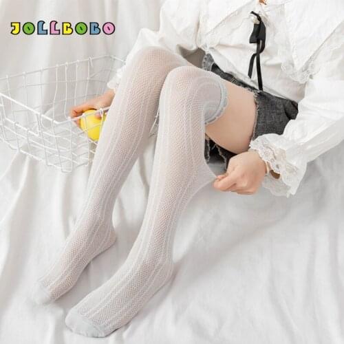 Summer Knee Socks Kids Toddler Girl Breathable Hollow Out Anti Mosquito Sock Soft Cotton Knee High Socks Girls 3-12T Wholesale