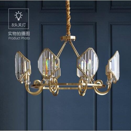 All copper post-modern crystal chandelier simple Nordic style light luxury living room home bedroom creative personality lamp