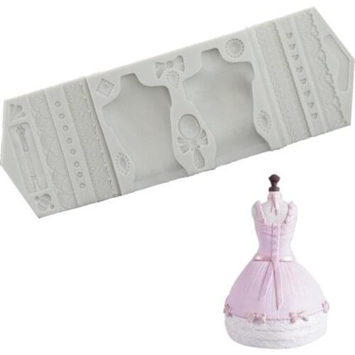 Fashion lady wedding Dress Silicone mold Cake Decorating Chocolate Mould Fondant Mold Baking Cooking Tools