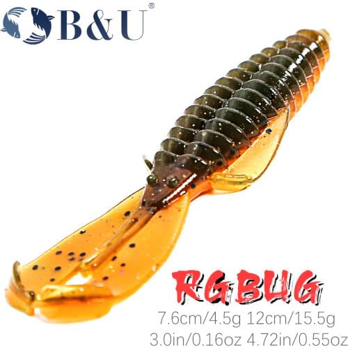 B&U RGBUG 76mm 120mm Fishing Soft Lure Jig Wobblers Swimbait Silicone Baits Shrimp Bass Perch Lure Artifical Craws Bait