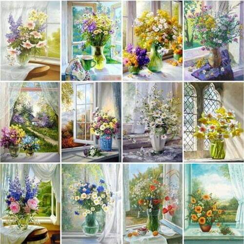 HUACAN DIY Frame Painting By Numbers Poppy Flower Acrylic On Canvas Wall Art Picture By Numbers Peony For Living Room