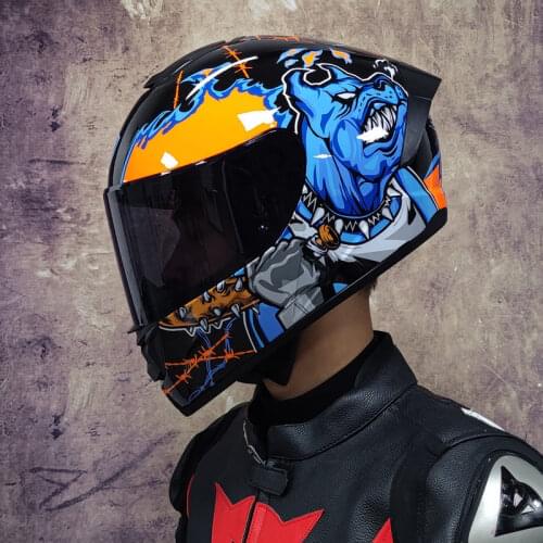 Moto Cross Cap Racing Motorcross Helmet Street Men Full Face Cascos Teeth Venom Winter Knight Double Lens Long Tail Wing LVS 701