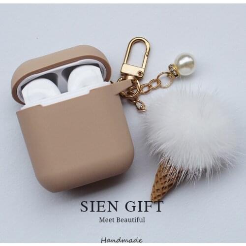 New Cute Ice Cream Silicone Case for Apple Airpods Accessories Bluetooth Earphone Case Headphone Box Decoration Cover Key Ring