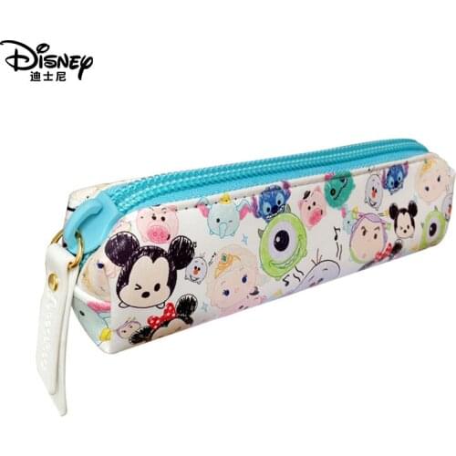 Original Disney Tsum Tsum Cartoon Cute Pen Pencil Bag Zipper Student Stationery Storage Bag Pencil Case