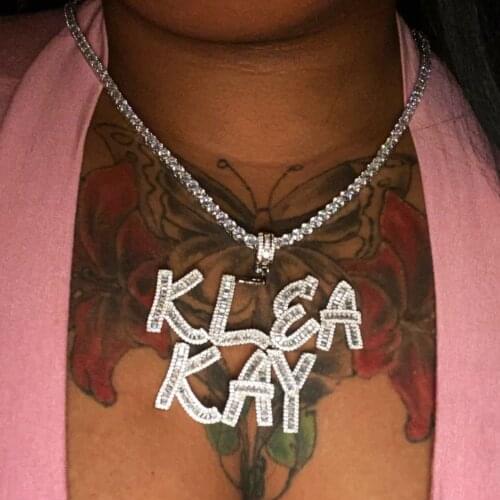 Custom Name Necklace Pendant With Tennis Chain Icy Baguette letters Choker Personalised Name Necklace Birthday Gift for Her