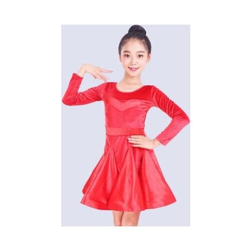 2019 girls latin dresses for dancing ballroom dance dress rumba samba velvet children samba cha cha tango skirt standard salsa