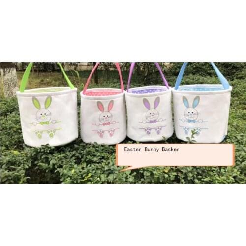 50pcs/lot Holiday Decoration Easter Bunny Basket Gift Blank Canvas Easter Bunny Tail Bags High Quality Easter Bucket SN010