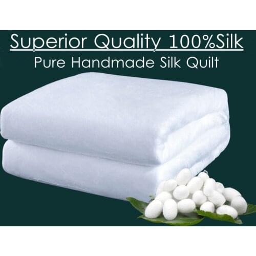 Superior Quality 100%Silk Quilts Pure Handmade Chinese Silk Comforter Combed Cotton Jacquard Cover Fabric Silk Blankets 3 colors