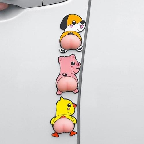 Car Door Anti-collision Rubber Strips Cute Butt Body Anti-scratch and Rubbing Protection Stickers Rearview Mirror Car Stickers