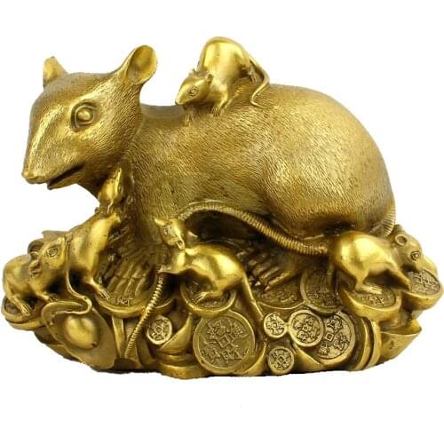A lucky twelve copper ornaments Zodiac lucky money rat mouse nine fortune Wangcai in copper ornaments