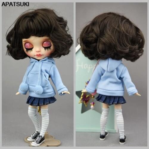Blue Handmade Coat For Blythe Doll Sweatshirt Outfit Fashion Doll Clothes For Blyth Doll Tops Gift Kids Toy 1/6 Doll Accessories