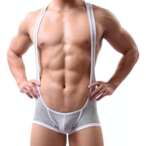 Sexy Mens Undershirt Overalls Modal Sexy Tank Tops Breathable Men Bodysuit Undershirt Jumpsuit Shorts Tight Leotard Undershirt
