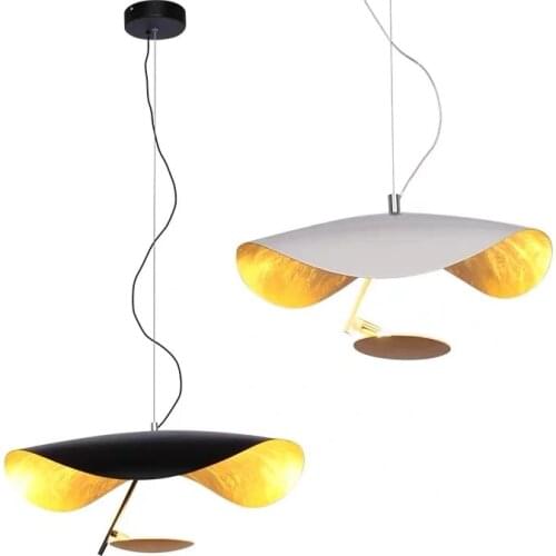 Postmodern Curved Surface LED Pendant Lights Flying Saucer Hat design lamp white black Hanging Lamp living room Bedroom decor