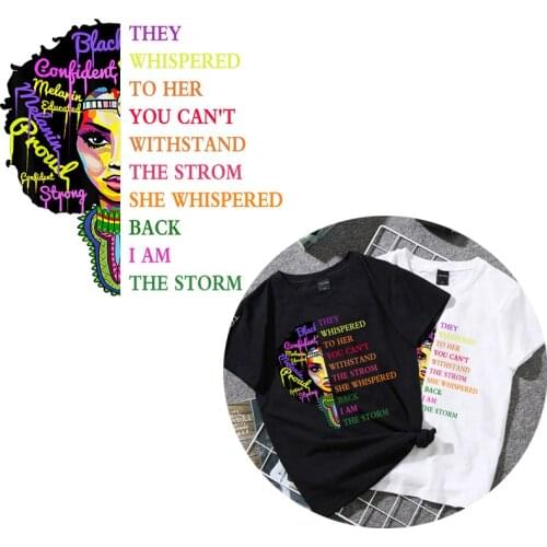 Black Women Queen Print Patches For Clothes Heat Transfer Thermal Stickers DIY Washable T-Shirts Iron On Transfer Girls Patches