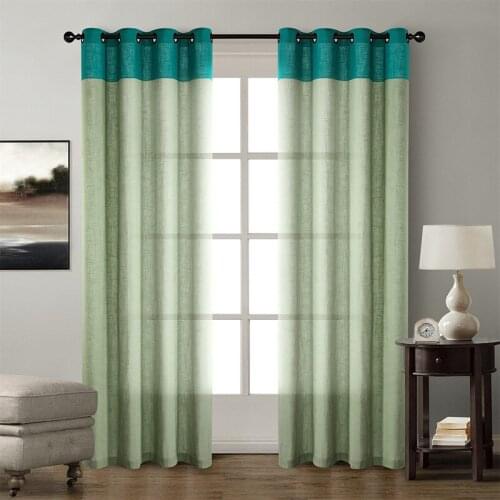 1PC Linen Solid Color Stitching Curtains For Living Room Simple Modern Blackout Thicken Fabric Grommet Top zh200C
