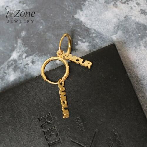 UZone 1 Pair Stainless Steel Custom Name Hoop Earrings Detachable Personalized Letter Buckle Earring For Women Birthday Gift
