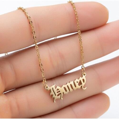 Honey Necklace Vintage English Letter Stainless Steel Pendant Cool All-match Clavicle Chain