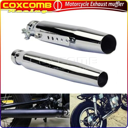 For Harley Honda Suzuki LS650 Boulevard Cafe Racer Motorcycle Vintage 415mm Iron Exhaust Muffler Pipe W/ Sliding Bracket