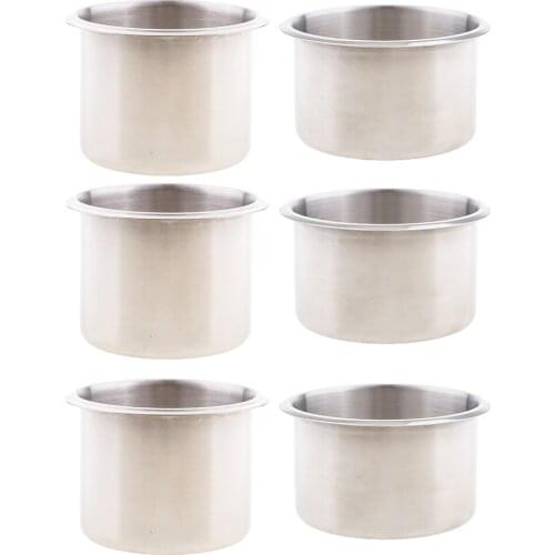 6 Piece Stainless Steel Recessed Cup Drink Holder for RV Boat Marine Camper Trailer Motorhome