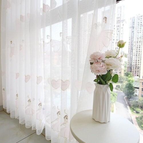 Custom Design Tulle Sheer Colorful Flower Embroidery Window Curtains for Home Living Room Decoration in the Kitchen Cafe Curtain