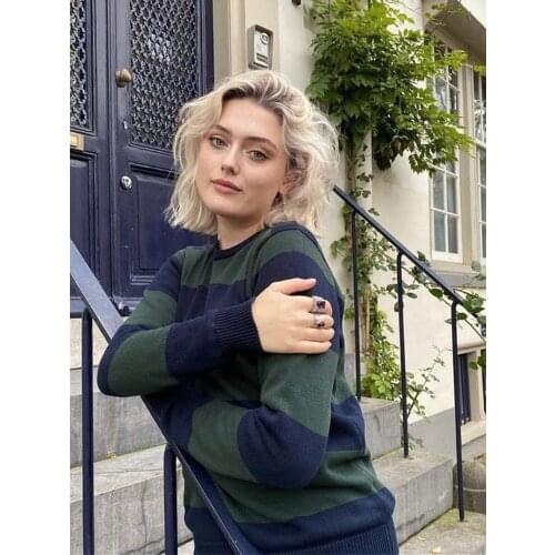 Oversize Women Soft Cotton O Neck Pullover 2021 Summer Fashion Ladies Vintage Loose T-shirt Female Striped Casual Pullover Top