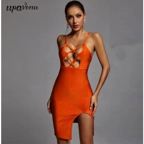 Free Shipping 2021 Summer New Womens Bandage Dress Sexy Sling Sleeveless Hollow Bodycon Split Mini Dress Club Party Vestidos