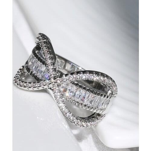 YaYI Jewelry Fashion Princess Cut Prong Setting White AAA Cubic Zirconia Silver Color Engagement Wedding Party Leaves Gift Rings