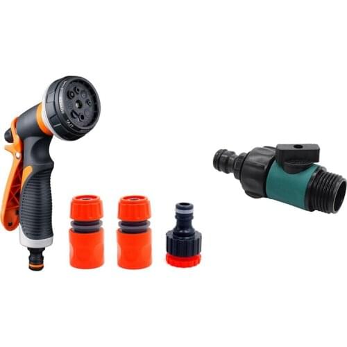 1 Set Garden Washing Cleaner Pressure Nozzle & 1 Pcs Plastic Valve with 3/4 Inch Male Thread Pipe Hose