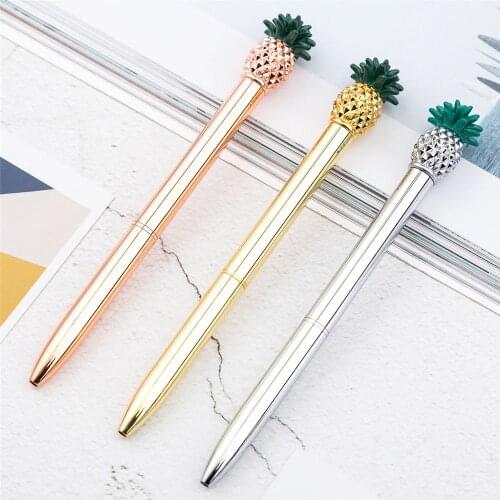 1PC 1.0mm Colorful Pineapple Ballpoint Pen Luxury Roller Ball Pen Kawaii Wedding Signature Pens Kids Gift School Office Supplies