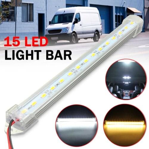12V 23.5cm SMD 5630 LED Car Interior Light Bar Tube Strip Lamp Van Boat Caravan Motor home Truck White Yellow