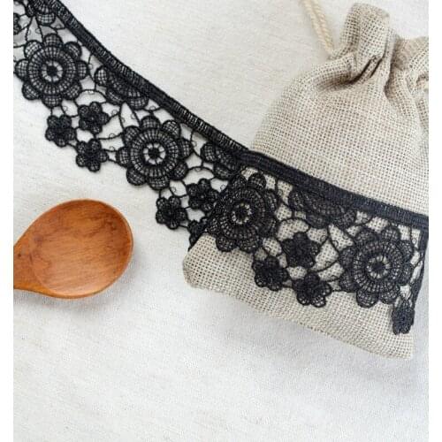2 Meters/lot Width 4.5cm High Quality Black Lace Ribbon Trim Water Soluble Lace Trim Embroidered For Dress Sewing Decoration