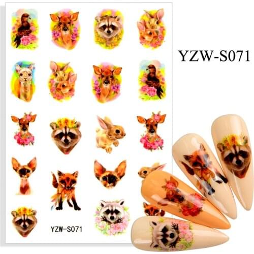 3D Stickers for Nails Animal Deer Rabbit Flower Design Nail Foil Decal Sliders Stickers for Manicure Fashion Nail Art Decoration