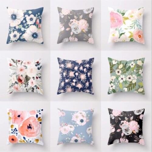 45*45 Polyester Small Fresh Pastoral Flowers Cushion Cover Waist Office Sofa Car Throw Pillowcase Home Decorative Pillow Covers