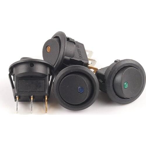 5pcs 23mm 6A 250V/10A125V ON/OFF Round Rocker Dot Switch Waterproof LED Light Luminescence Toggle Switches Car Accesssories