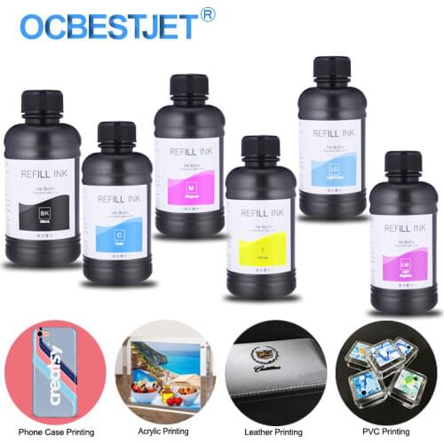 6x250ml LED UV Ink Bottle For Epson 1390 1410 1500W P50 P60 L800 L805 R290 R1900 R3000 DX5 Printer Ink For Epson UV Printer Ink