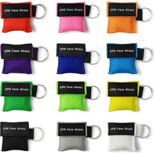 CPR Resuscitator Keychain Emergency Face Shield First Aid Skill Training Breathing Rescue Mask for Health Care Tools 8 Colors