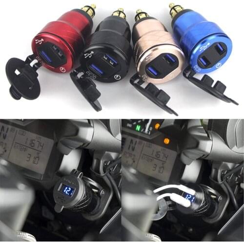 Quick Charge 3.0 Dual USB Motorcycle Charger Plug Socket Cigarette Lighter Adapter LED Display For BMW F800GS R1250GS R1200GS