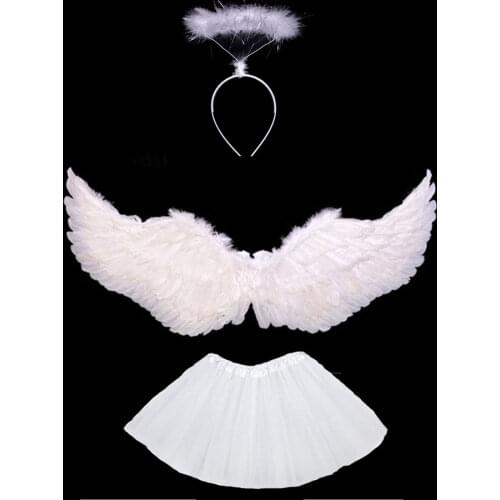 Costume Kids Women Girl Angel Feather Wing Tutu Skirt Halo Ring Headband Party Birthday Gift Carnival Wedding home decor