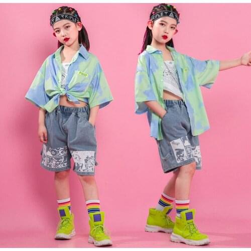 Girls Jazz Dance Costumes Loose Shirts Hip-Hop Performance Costumes ChildrenS Street Dance Wear Modern Dance Clothing DQS6920