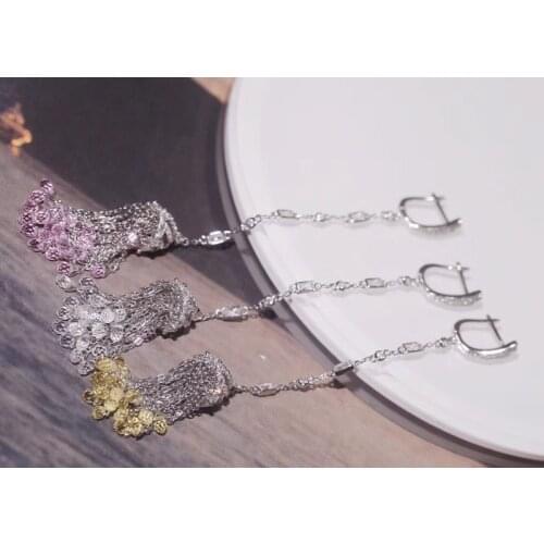 Designer Fashion 925 Sterling Silver Jewelry 3A Cubic Zirconia Party Earring