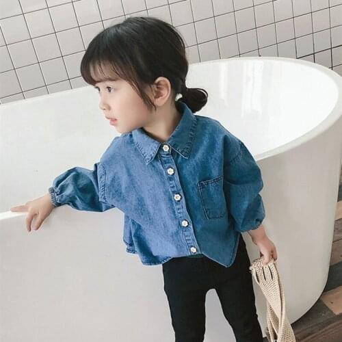 Jean Children Clothes Spring Summer Girls Cotton Blouses Shirts Kids Teenagers Breathable Costume Ruffle Princess High Quality