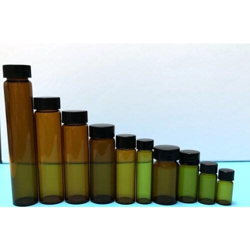 2ml to 60ml Brown Clear Sample Bottle Glass Medicine Bottle Vials For Lab Powder Reagent Bottle Containers with Black Screw Lids