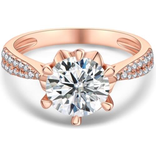 Classic 6 Prongs 8mm Round Cut Moissanite Diamond Flower Rings 925 Sterling Silver Women Engagement Wedding Moissanite Rings